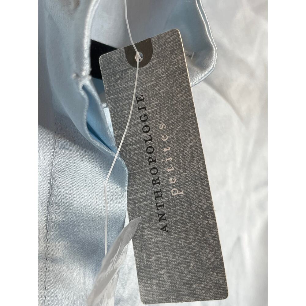 Anthropologie Hutch NEW Blue Satin Hidden Button Shirt XS Petite - Picture 9 of 11